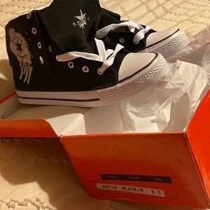 Black and White High-Top Sneakers